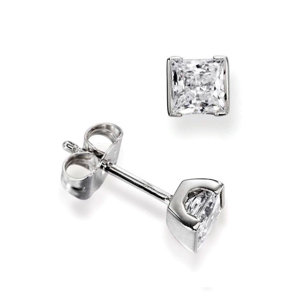 Tension Set Princess Single Diamond Earring For Men for women