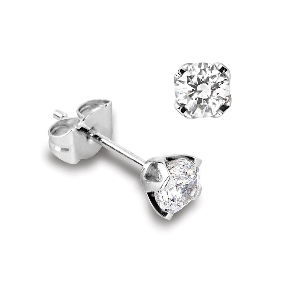 Genuine Single Diamond Stud Earring For Men in White Gold and Platinum