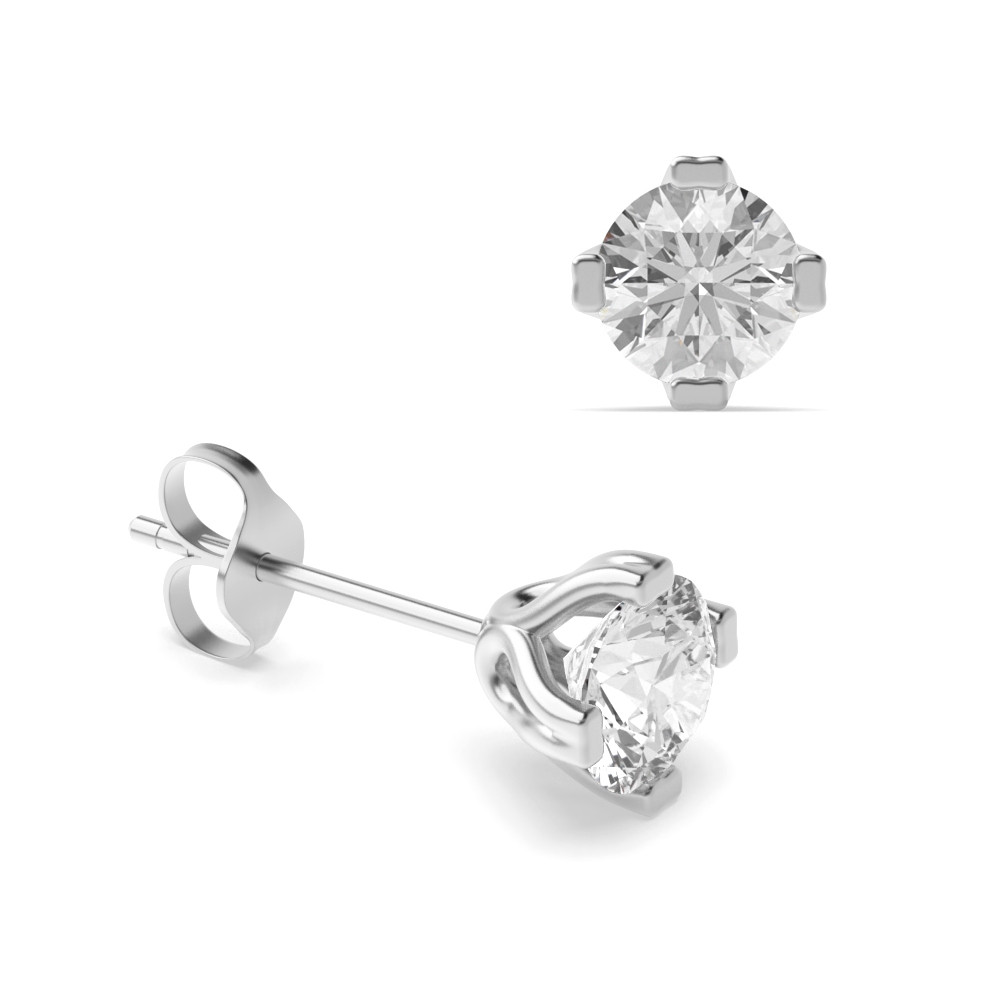 Genuine Diamond Stud Earrings in White Gold and Platinum