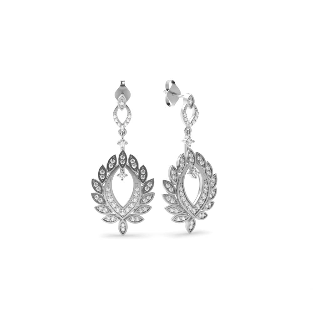 Round White Gold Naturally Mined Diamond Dangles