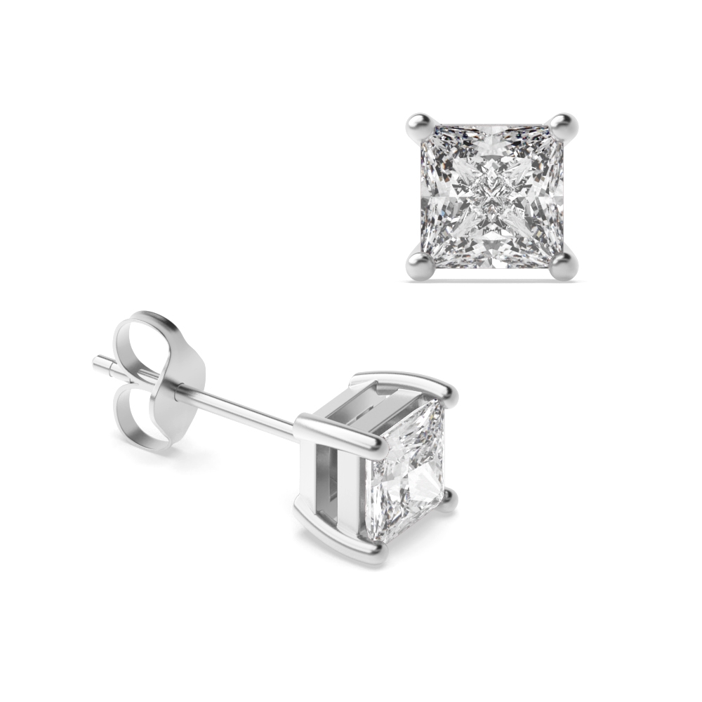 prong setting princess diamond stud earrings