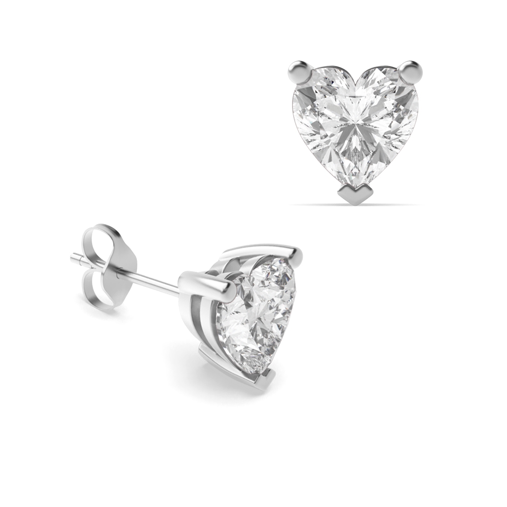 Heart Shape Stud Diamond Earrings Rose, Yellow, White Gold and Platinum