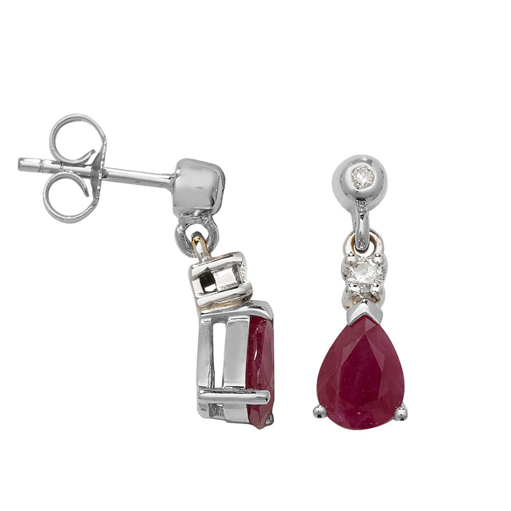 Pear Shape Tear Drop 7 X 5mm Ruby Gemstone Earrings