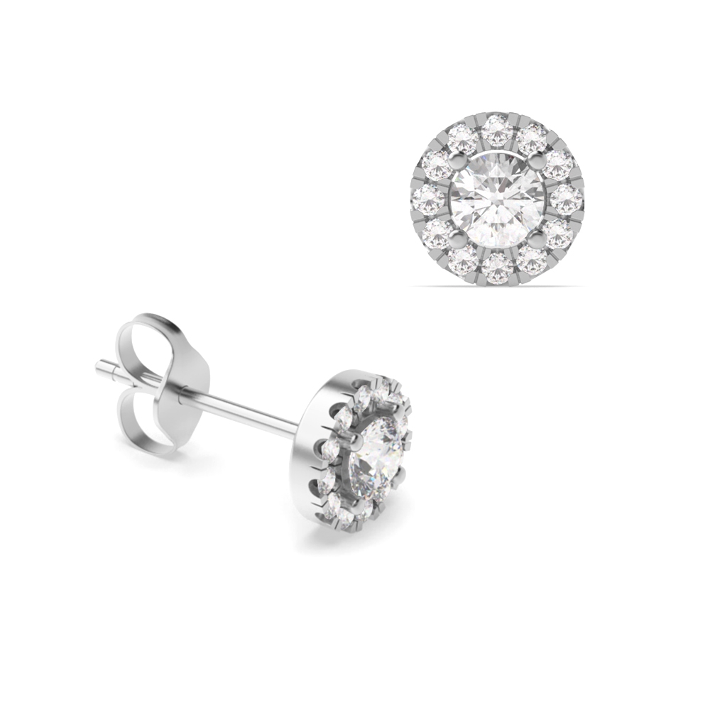1/4 Carat Round Shape Halo Diamond Cluster Earrings (5.0mmX5.0mm)