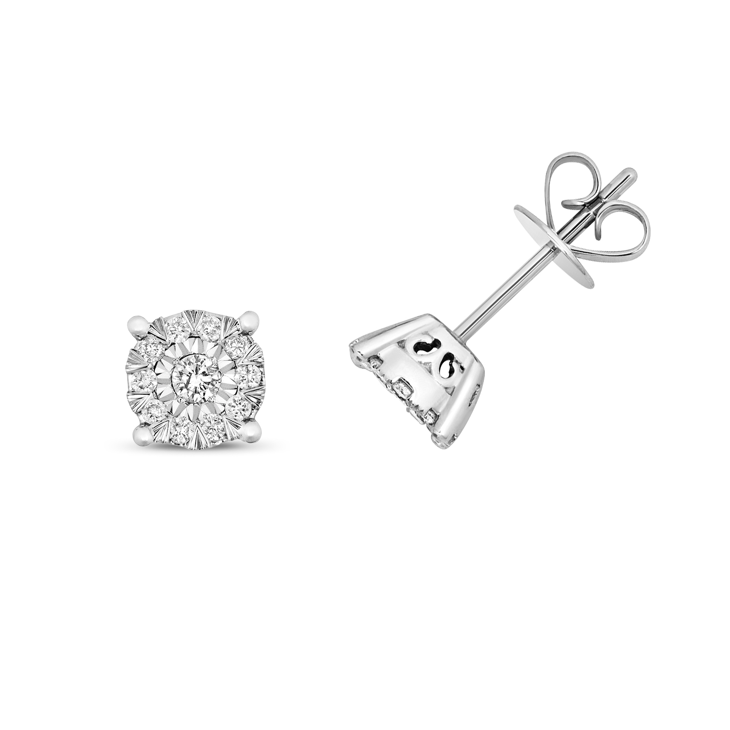 0.25 Carat Round Shape Halo Diamond Cluster Earrings (6.0mmX6.0mm)