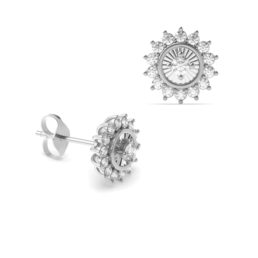 0.28 Carat Round Shape Illusion Set Round Halo Diamond Earrings (7.0mmX7.0mm)