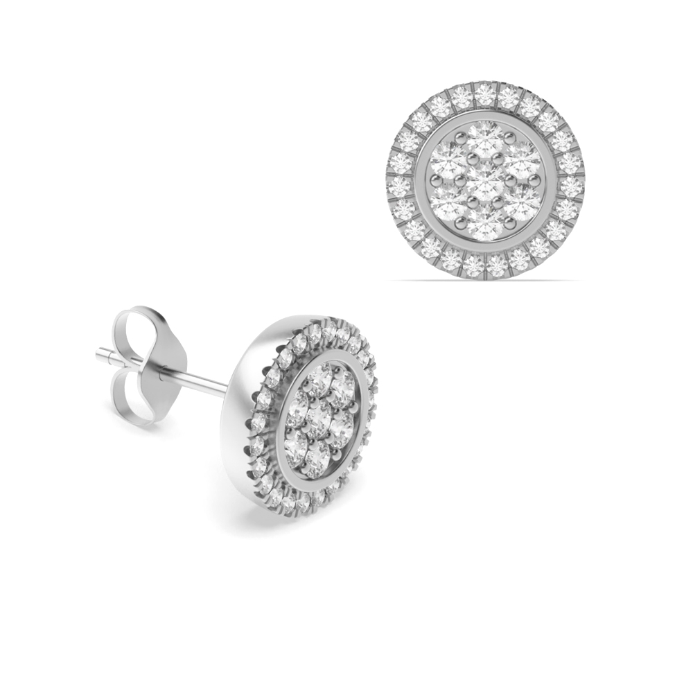 1/4 Carat Round Shape Halo Diamond Cluster Earrings (7.0mm-10.0mm)