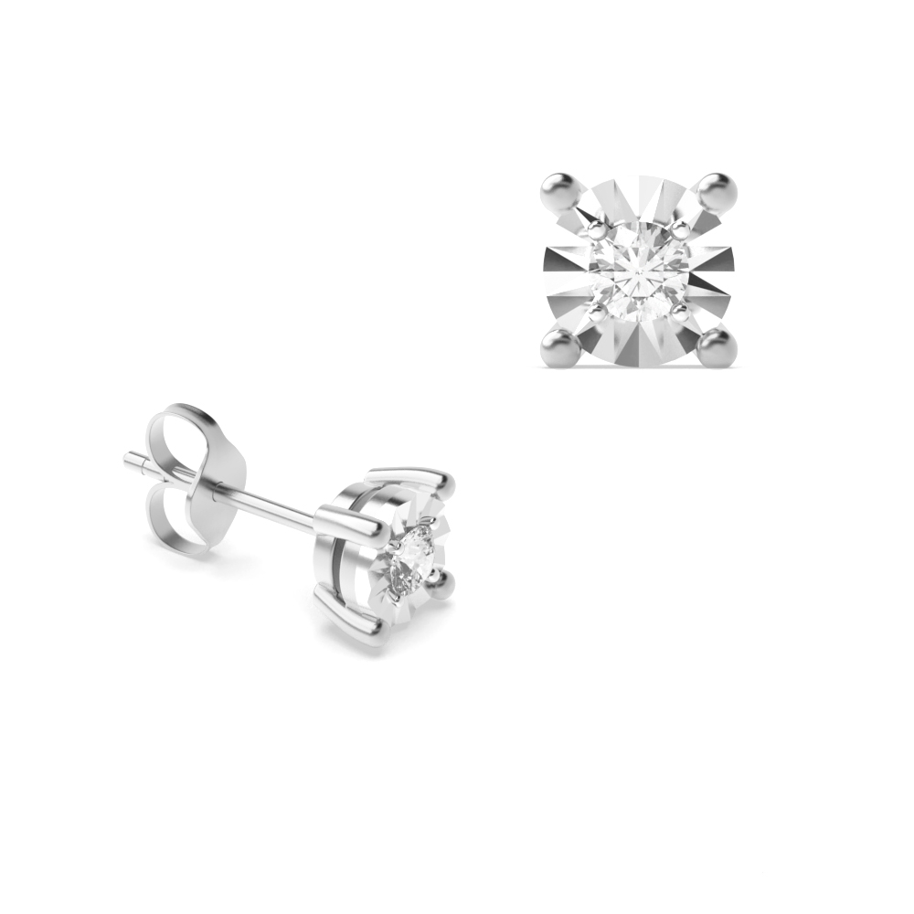 1/10 Carat Round Shape Illussion Setting Diamond Cluster Earrings (5.0mmX5.0mm)