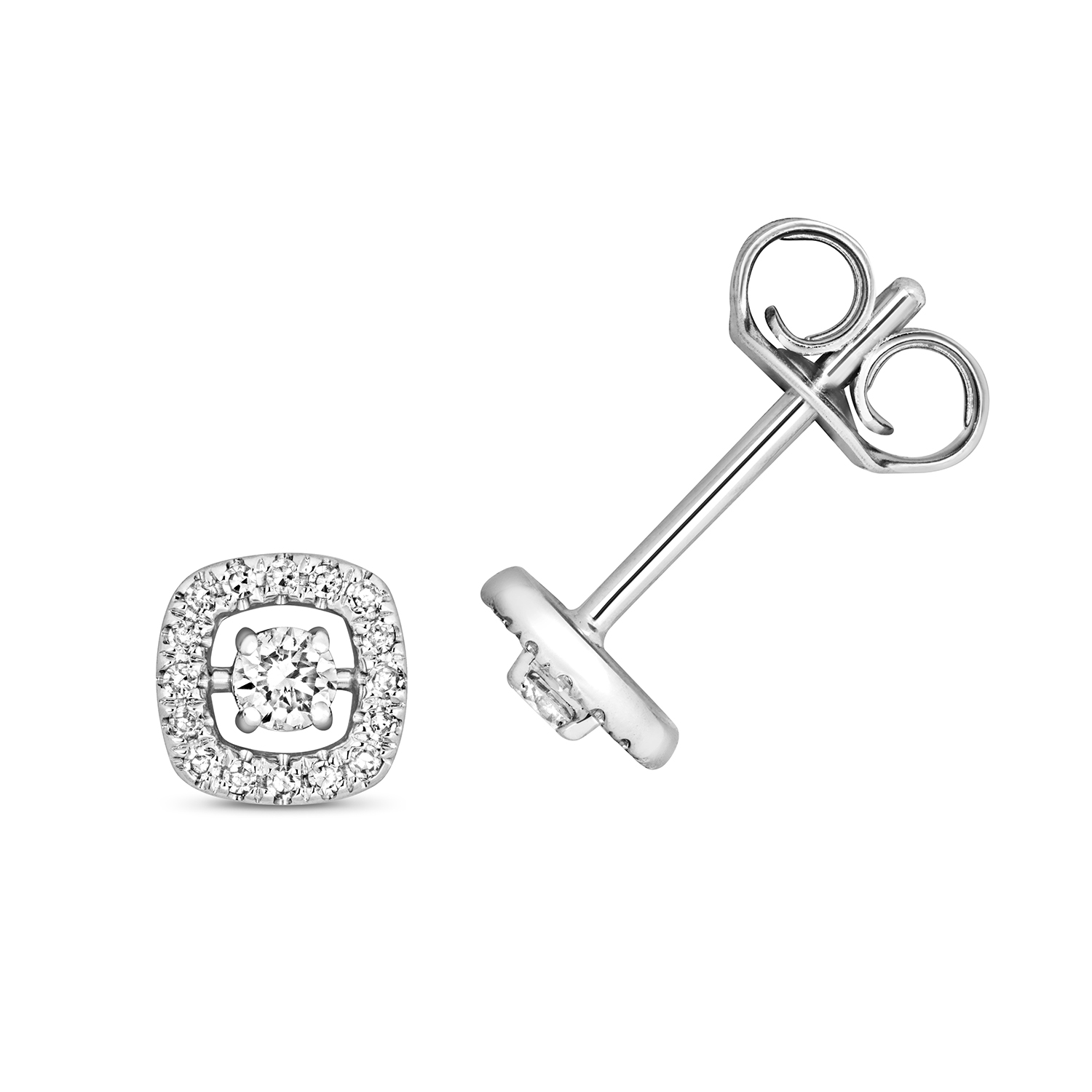 0.15 Carat Round Shape Halo Diamond Cluster Earrings (5.0mmX5.0mm)