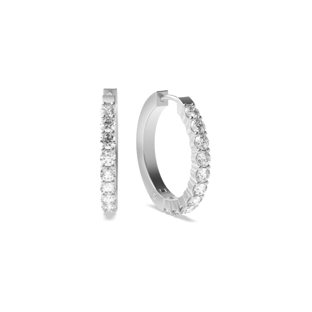4 Prong Setting Round Diamond Ladies Hoop Earrings  (15.30mm)