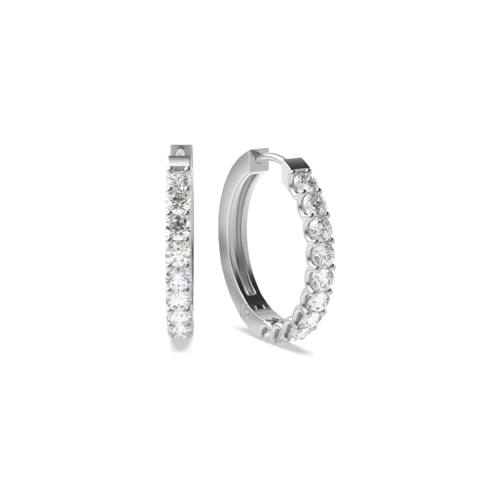 4 Prong Setting Round Diamond Women Hoop Earrings (15.0mm)