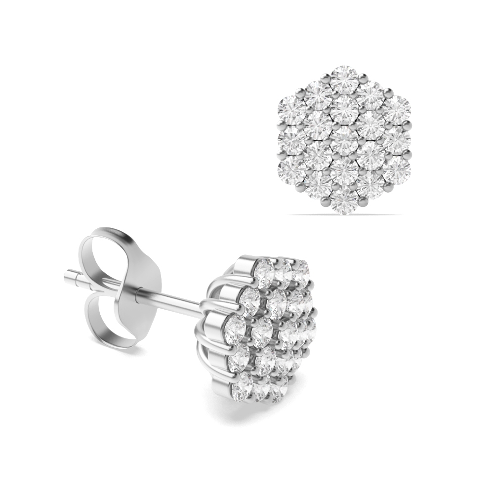 Round Cut Diamond Cluster Earrings / Birthday Gift (5.8mm-9.0mm)