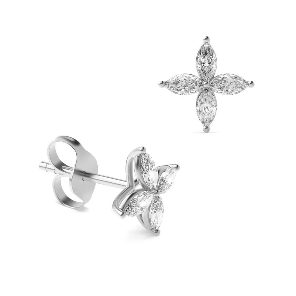 Marquise Star Cluster Diamond Stud Earrings / Exclusive Gift (8.3mm &amp; 9.0mm)