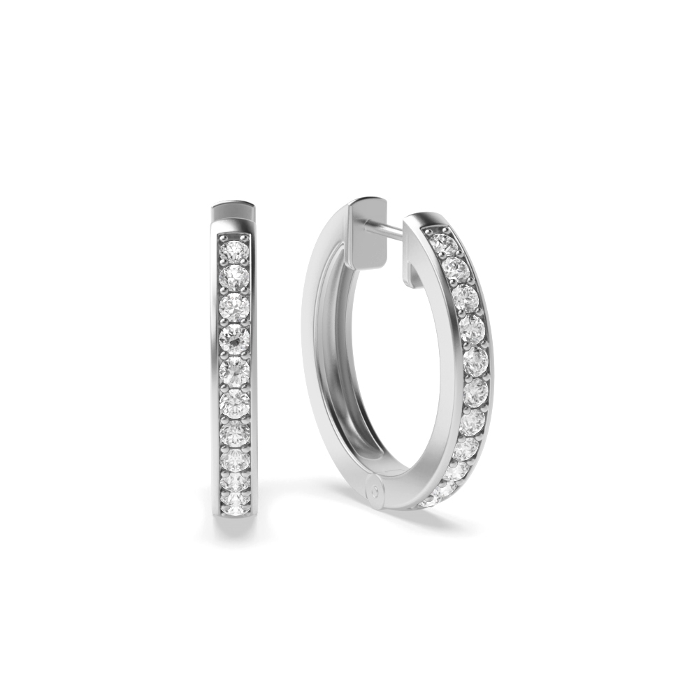 Pave Setting Popular Classic Round Diamond Hoop Earrings (17.30mm X 2.50mm)