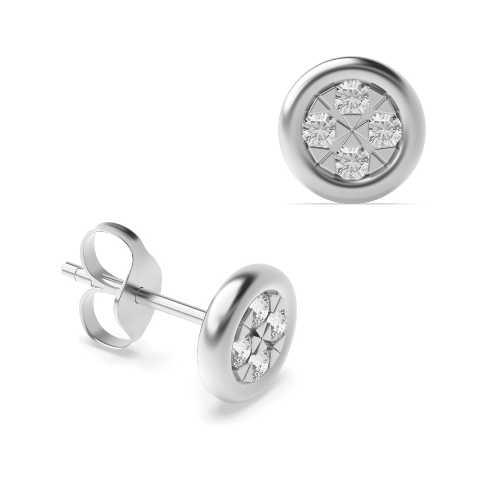 prong setting round diamond designer earrings
