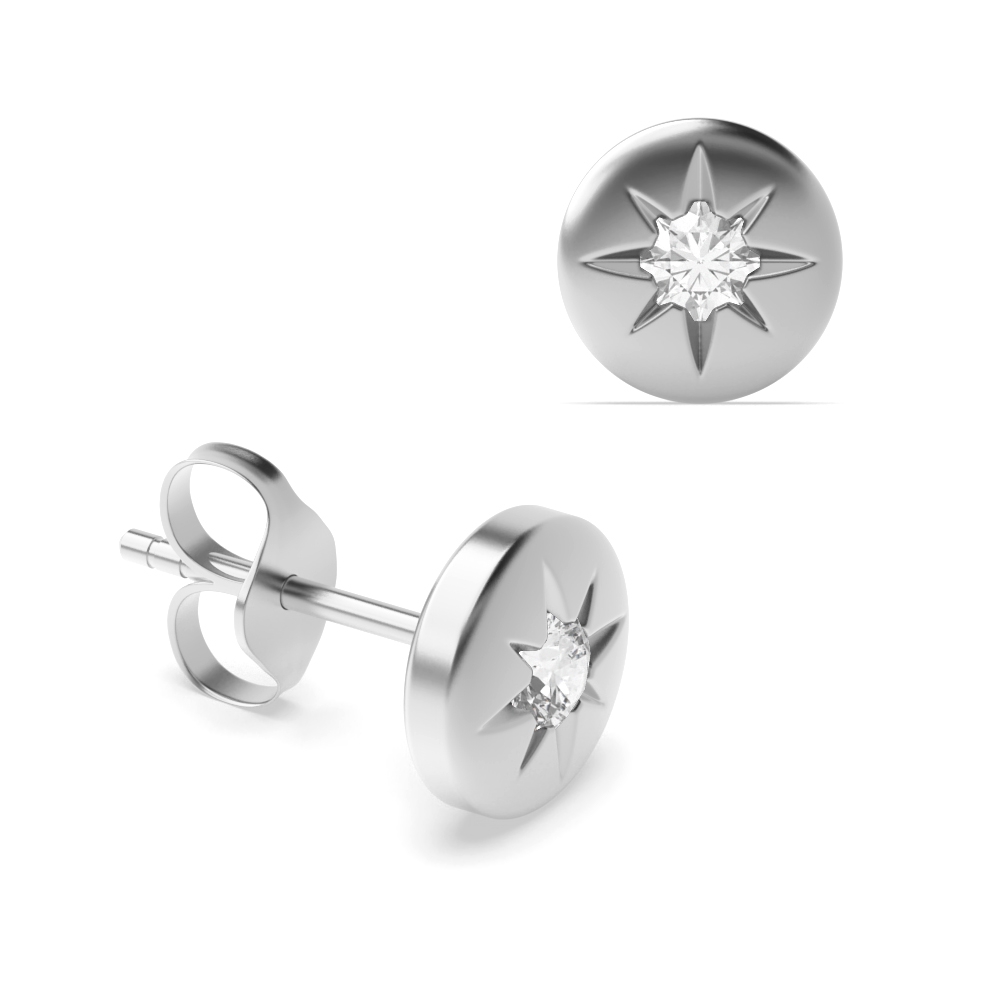Flush Setting Round Diamond Stud Earrings For Mens and Women  (6.00mm)