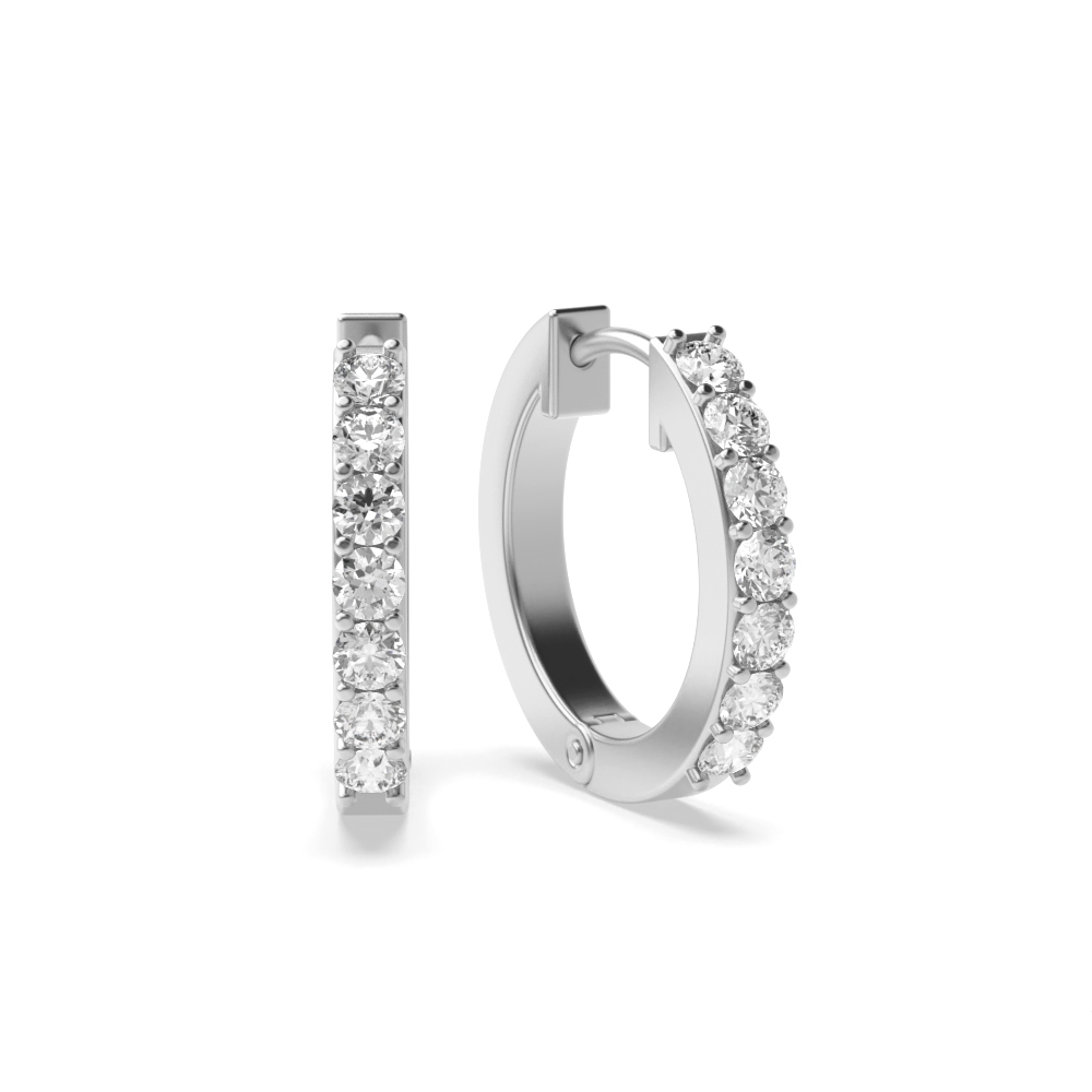 Pave Setting Classic Platinum &amp; Gold Diamond Hoop Earrings (8mm,10mm,12mm)
