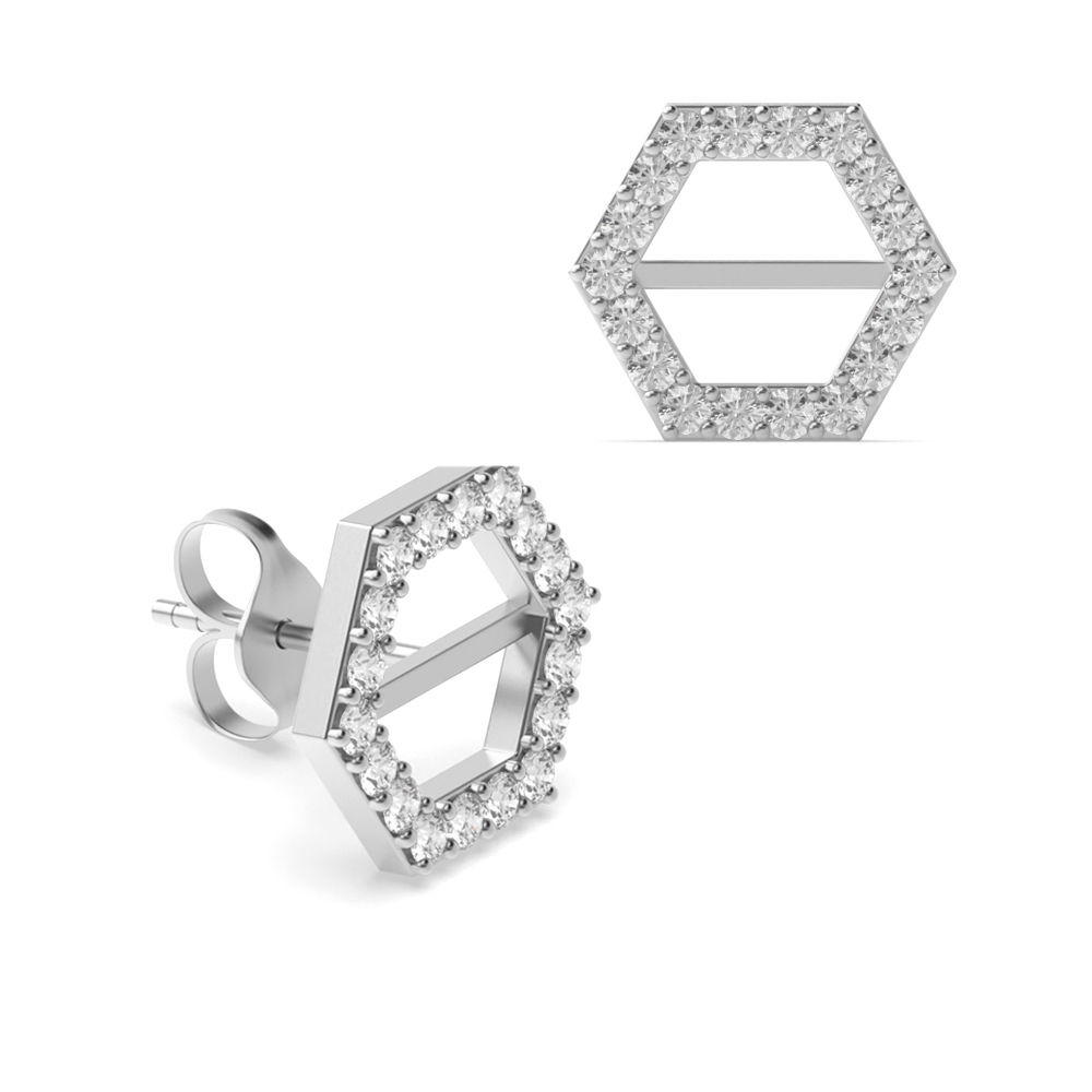 Pave Setting Round Diamond Honeycomb Designer Earrings (10.90mm)
