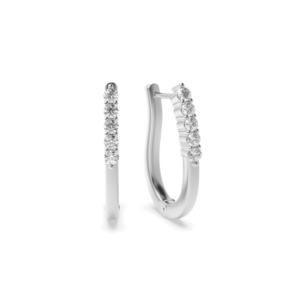 Prong Setting Round Diamond U Shape Hoop Earrings (20.2mm X 13.4mm)