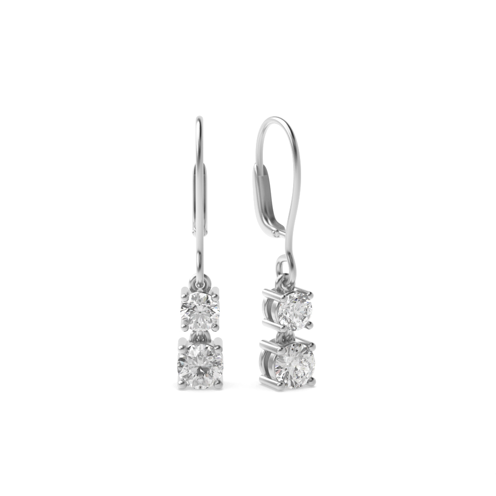 Bezel Setting Round Shape Two Diamonds Ear Hoop Drop Earring (8.0mm X 3.20mm)