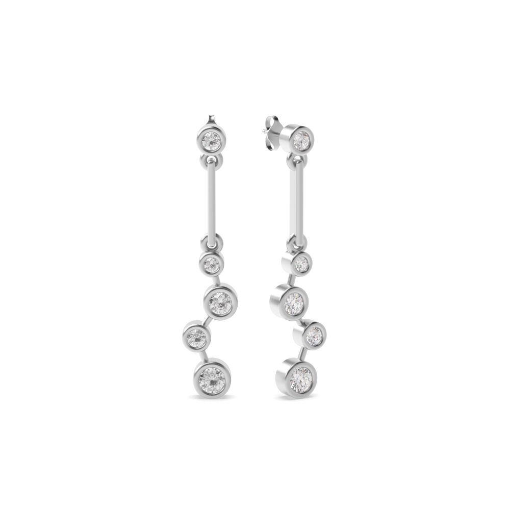 Bezel Setting Round Shape Graduating Diamond Designer Earrings (4.50mm - 8.00mm)