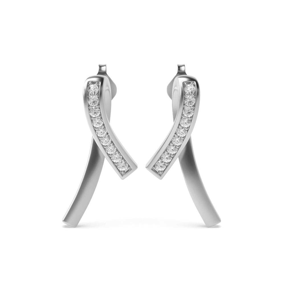 Bezel Setting Round Diamond Stylish &amp; Modern Designer Drop Earrings (15.50mm X 7.50mm)