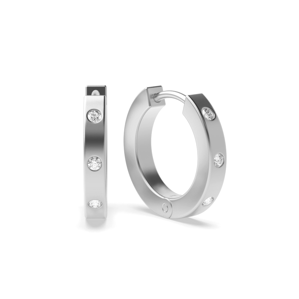 Flus Set Diamond in Classic Style Hoop Earrings for Women (10.50mm X 11.20mm)