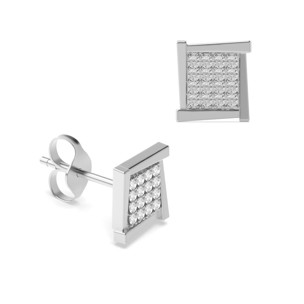 Designer Pave Set Cluster Diamond in Square Shape Mens Earrings (6.70mm X 6.20mm)