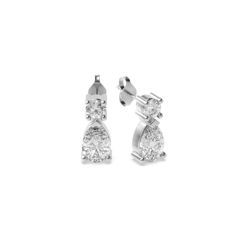 Stylish Pear Shape Tear Drop Diamond Stud Earrings  (8.50mm X 3.80mm)