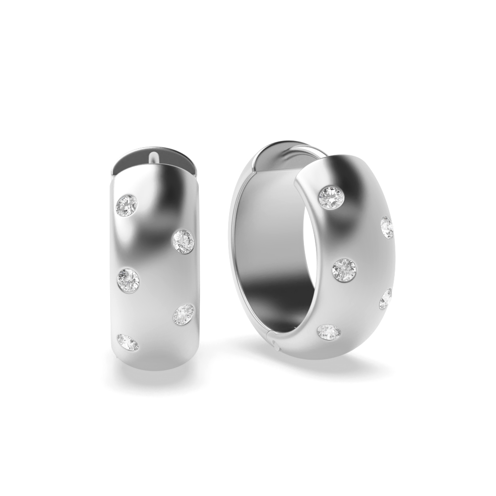 Small Wide Diamond Hoop Earrings for Mens and Women (13.00mm X 14.00mm)