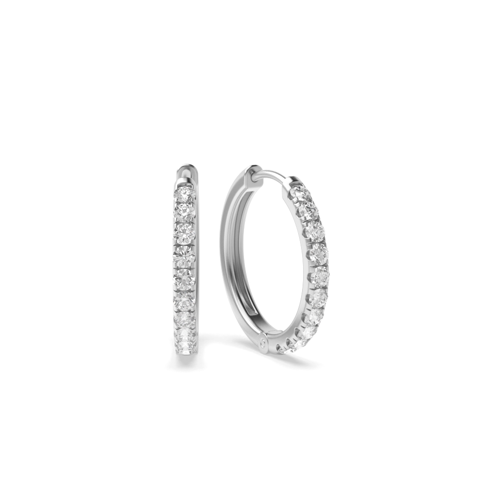 Delicate Round Diamond Clip on Diamond Hoop Earrings (14.80mm X 15.30mm)