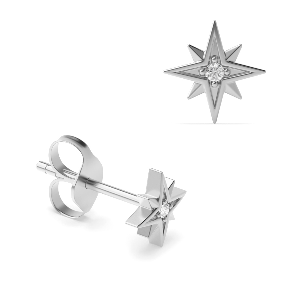 Prong Setting Bursting Start Designer Diamond Stud Earrings (7.50mm)
