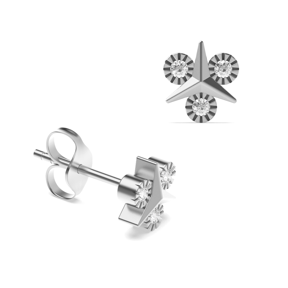 Round Shape Illusion Set Spear Designer Diamond Stud Earrings (7.80mm X 7.20mm)