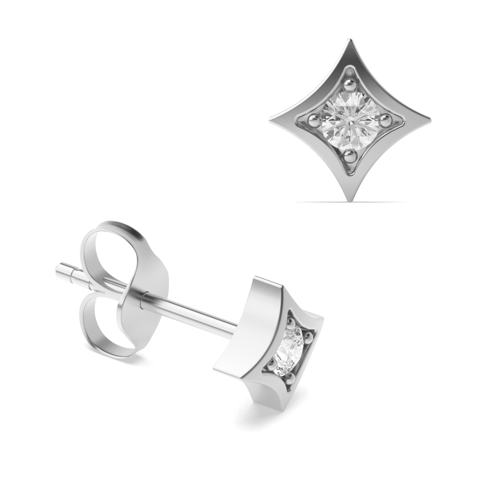 Bezel Setting Round Shape Northern Star Designer Diamond Stud Earrings (8.50mm)