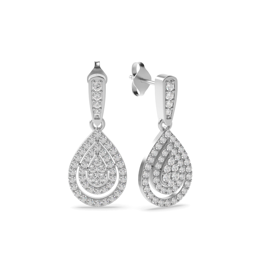 Pave Setting Round Shape Exclusive Diamond Drop Earrings