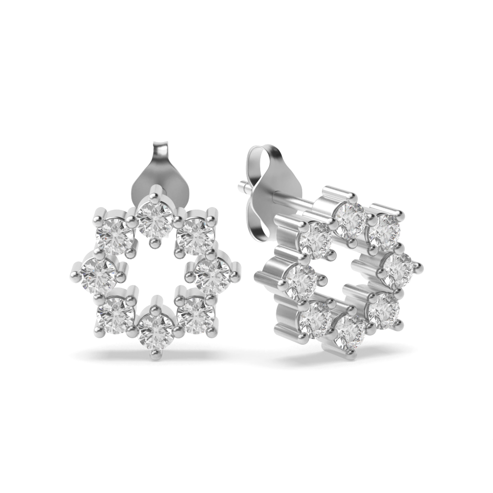 3 Prongs Firing Circle Designer Diamond Stud Earrings (6.80mm)