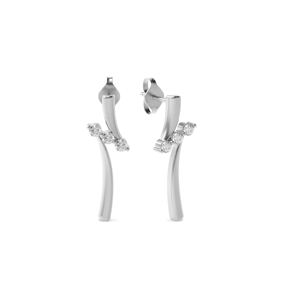 4 Prongs Round Shape Three Designer Diamond Stud Earrings (19.80mm X 6.40mm)