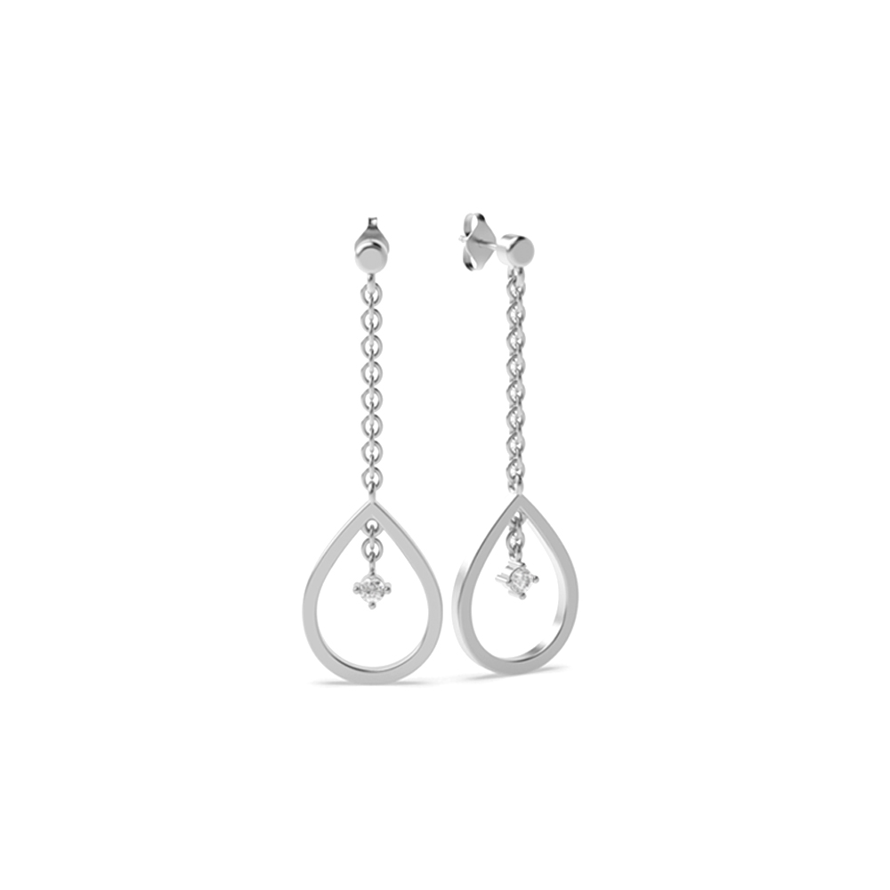 Prong Setting Round Shape Dropping Designer Diamond Stud Earrings (17.00mm X 11.50mm)