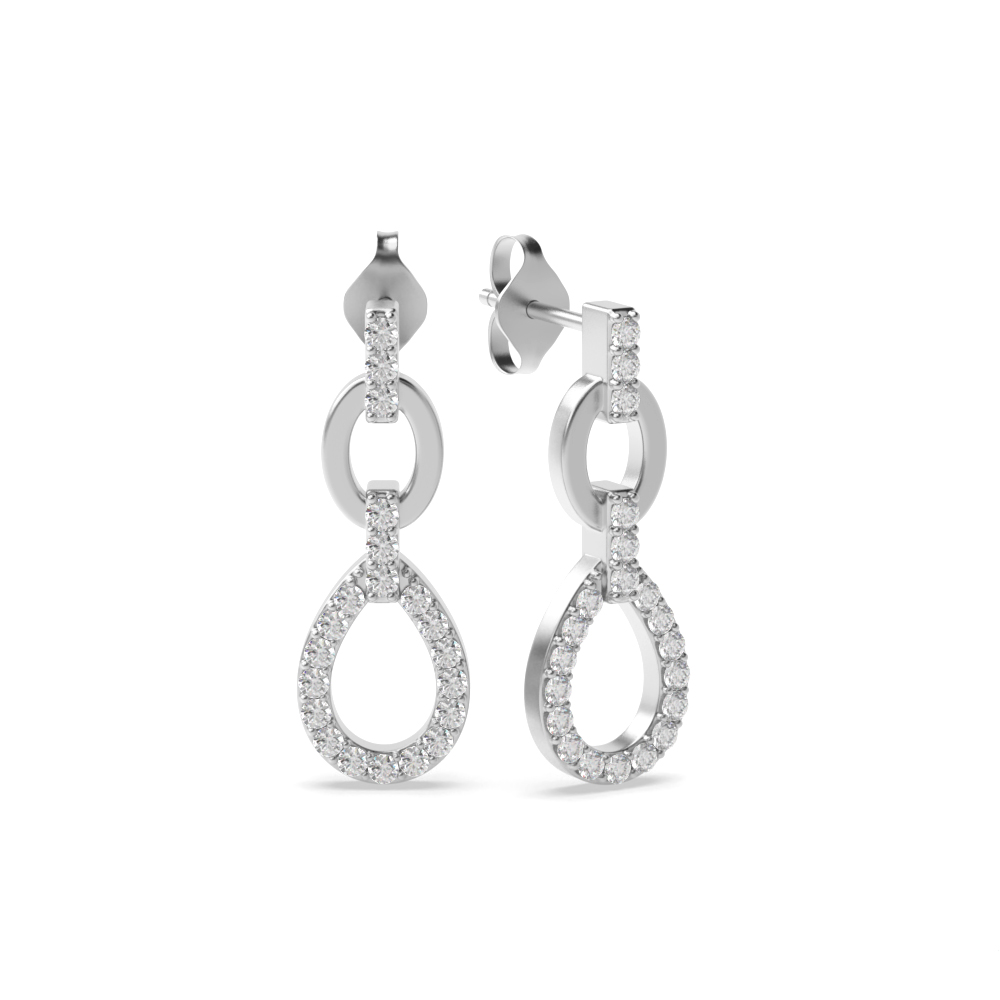 Prong Setting Round Shape Designer Diamond Drop Earrings (18.50mm X 6.50mm)