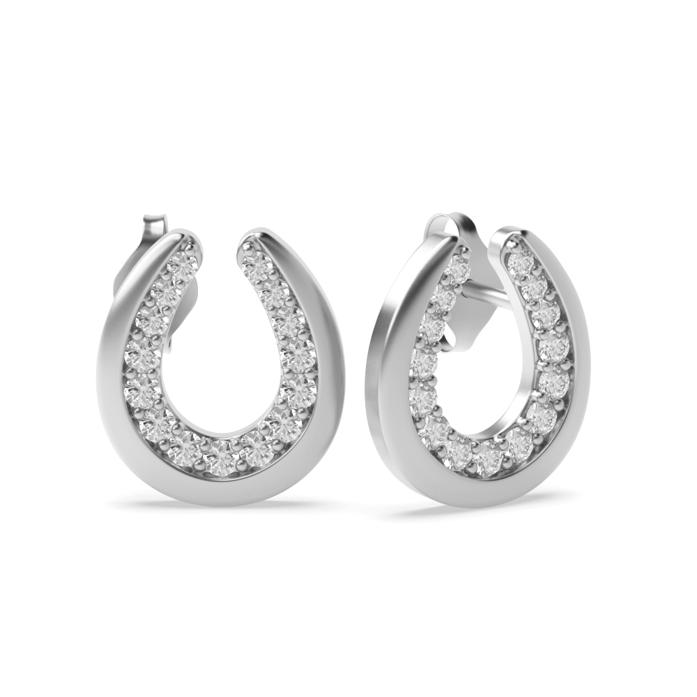 pave setting round diamond earrings for women