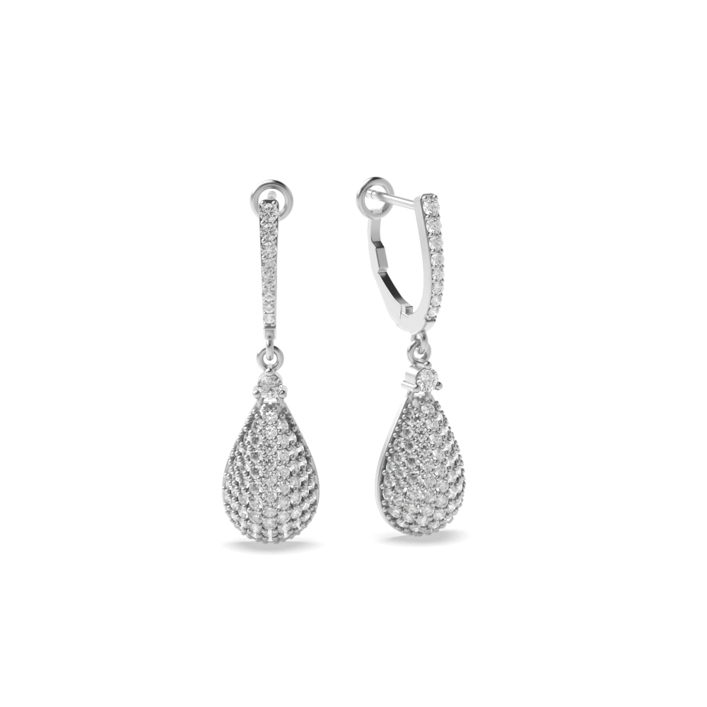 pave setting round diamond earrings for women