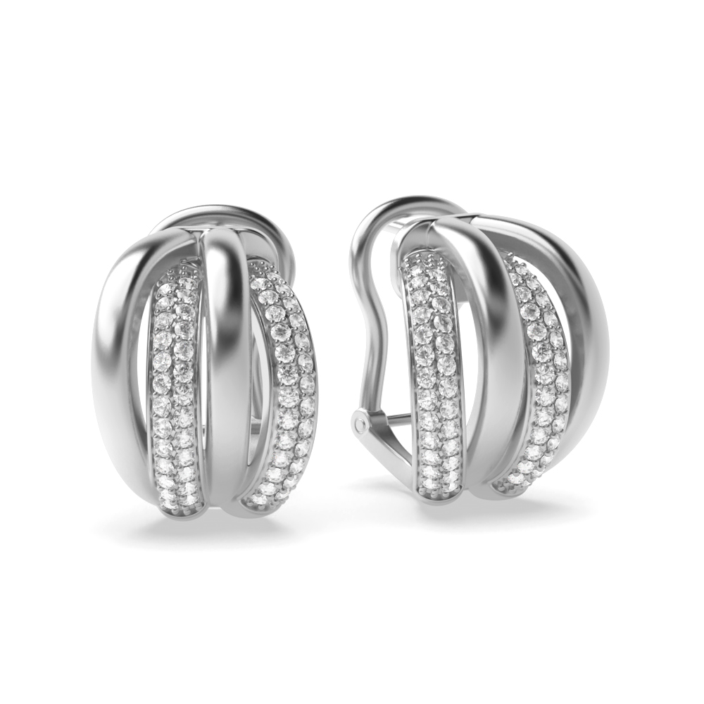pave setting round diamond earrings for women