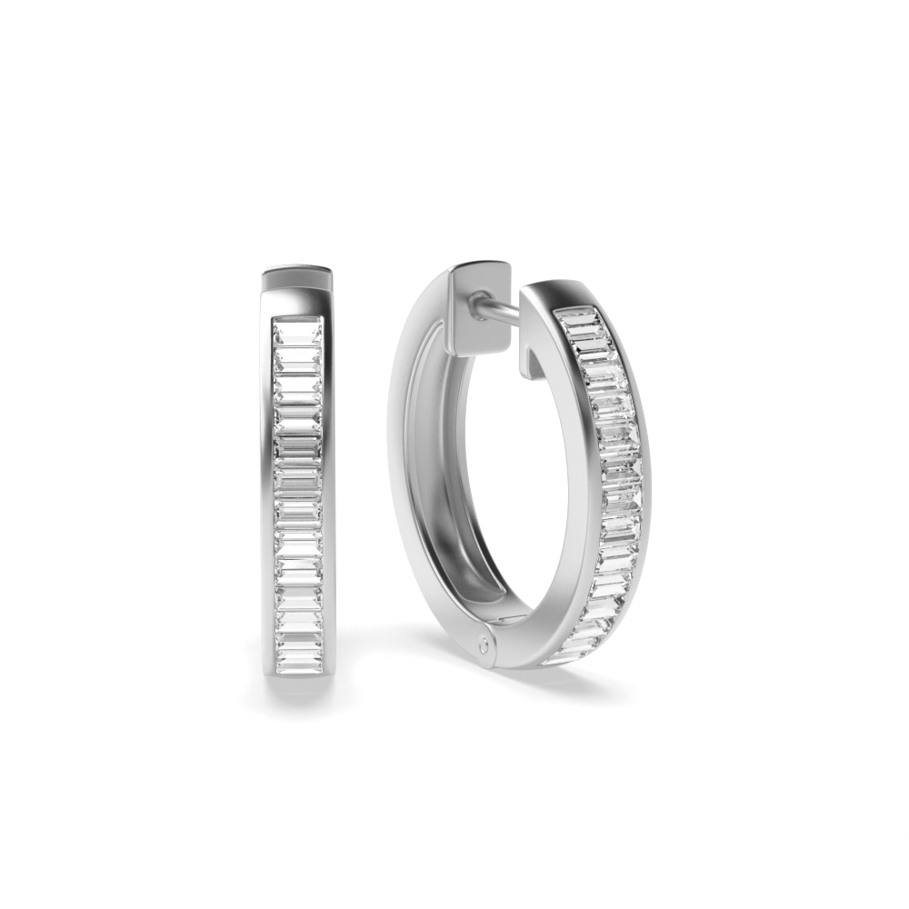 pave setting baguette diamond earrings