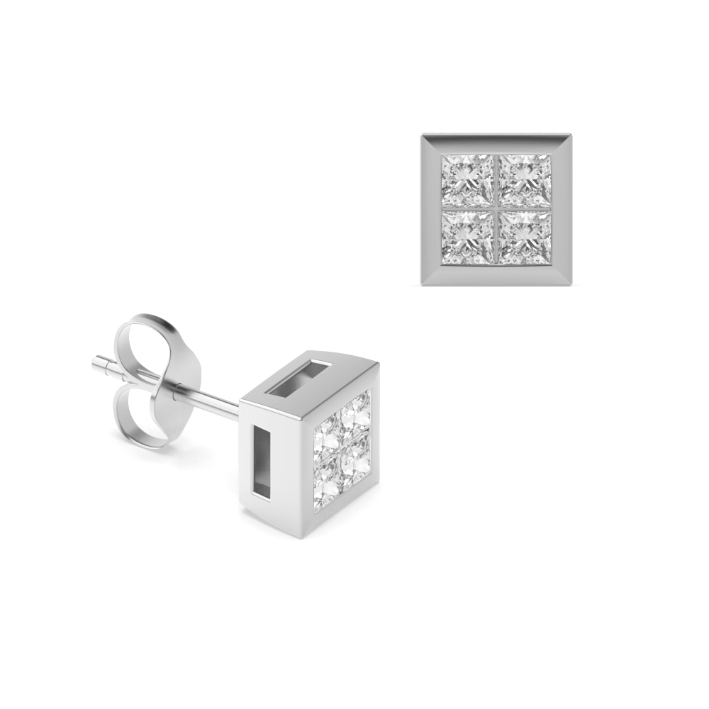 channel settings princess diamond earrings