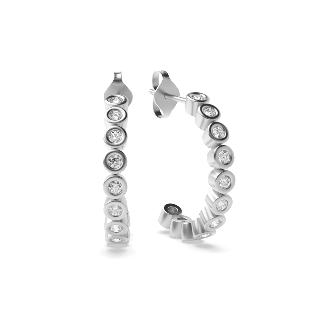 bezel setting round diamond earrings