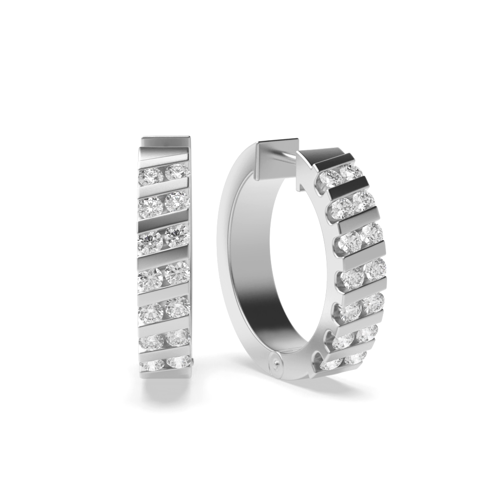 channel setting round diamond earrings