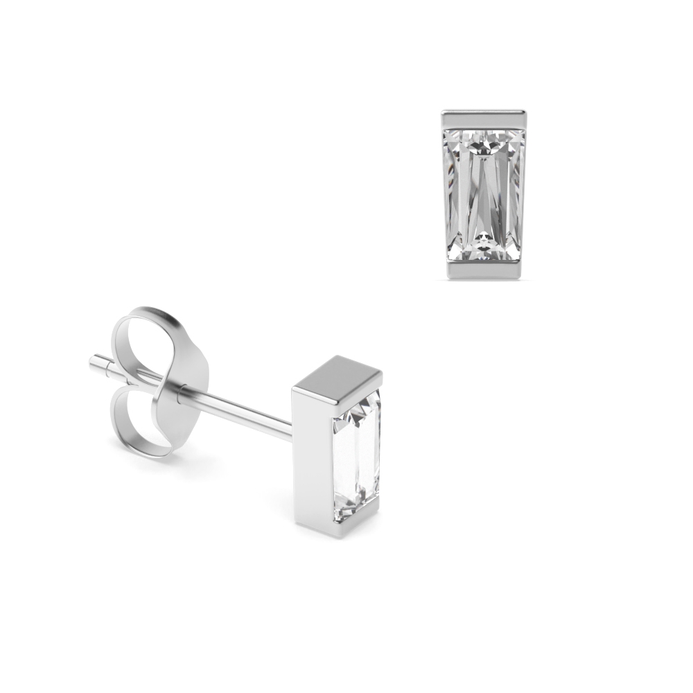 channel setting baguette diamond stud earrings