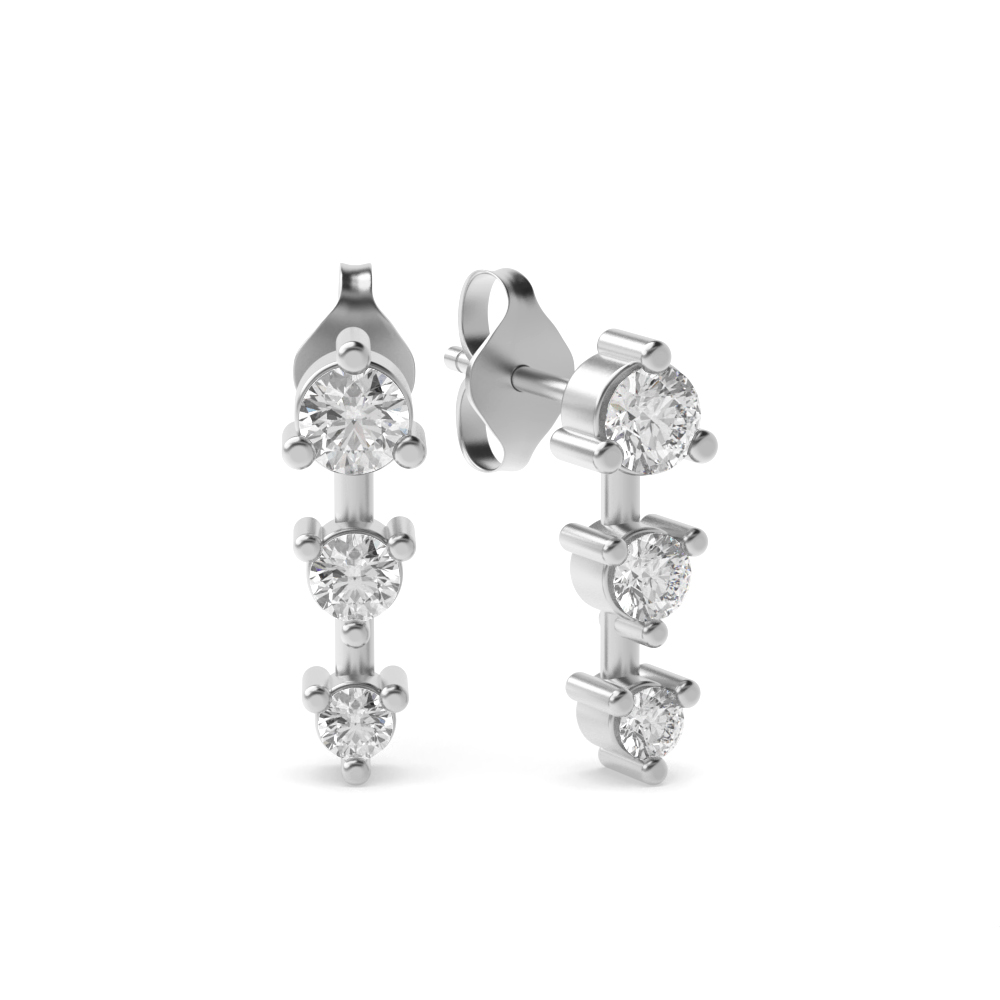 3 prong setting round diamond earrings