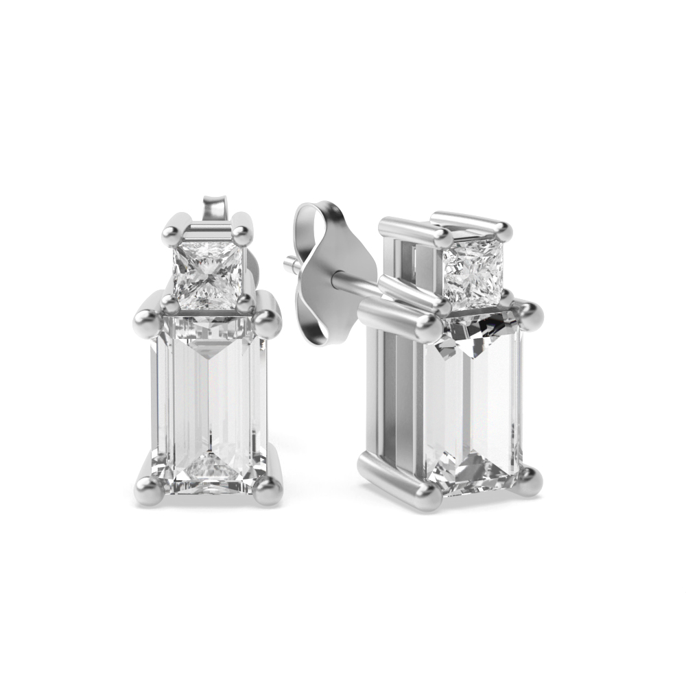 4 prong setting baguette diamond earrings
