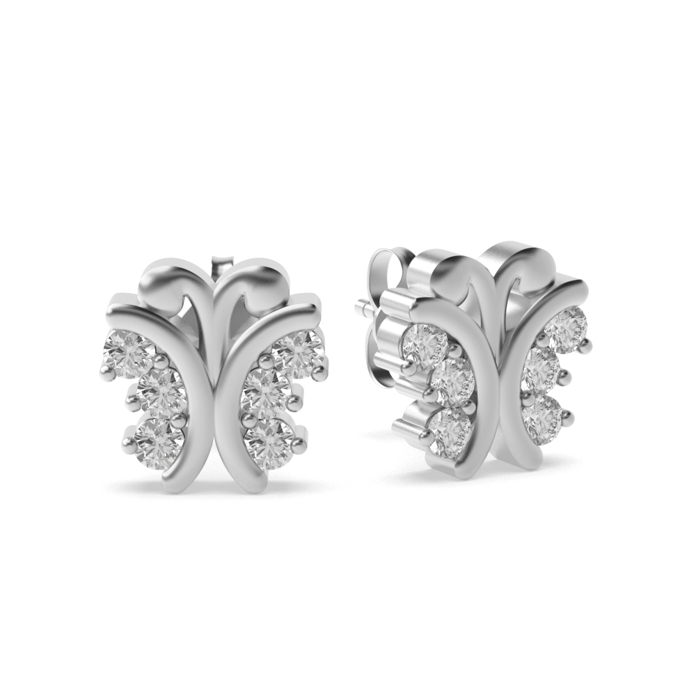 prong setting round diamond cluster earrings